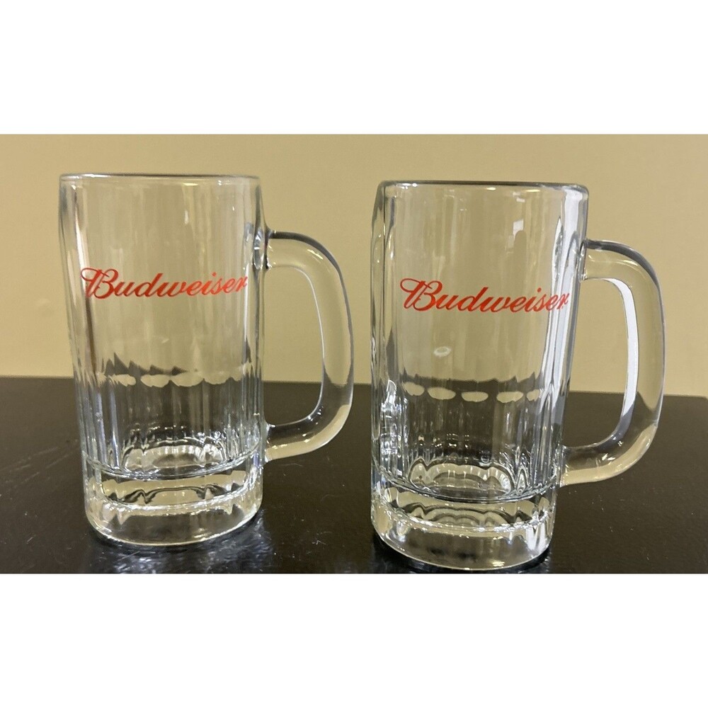 Budweiser 12oz Glass Mug | Lot Of 2 Vintage | 5.5 “ Tall | Great Condition
